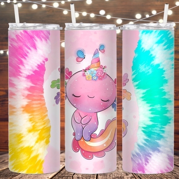 Handmade Other - Rainbow Axolotl Stainless Steel Reusable 20 fl oz Metal Tumbler